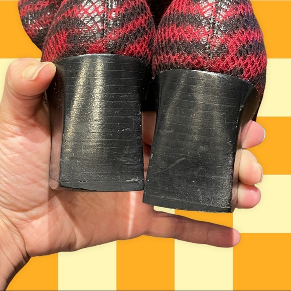 Y2K Elastic Heeled Snake Print Red Boots - Picture 5 of 5